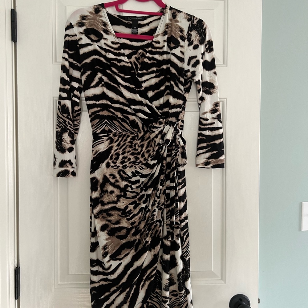 INC International Concepts Animal Print Faux Wrap Dress